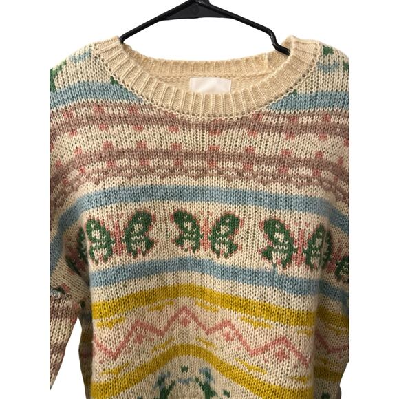 No Comment Large Butterfly Fair Isle Sweater Cream Pink Trendy Contemporary chic - Picture 7 of 8